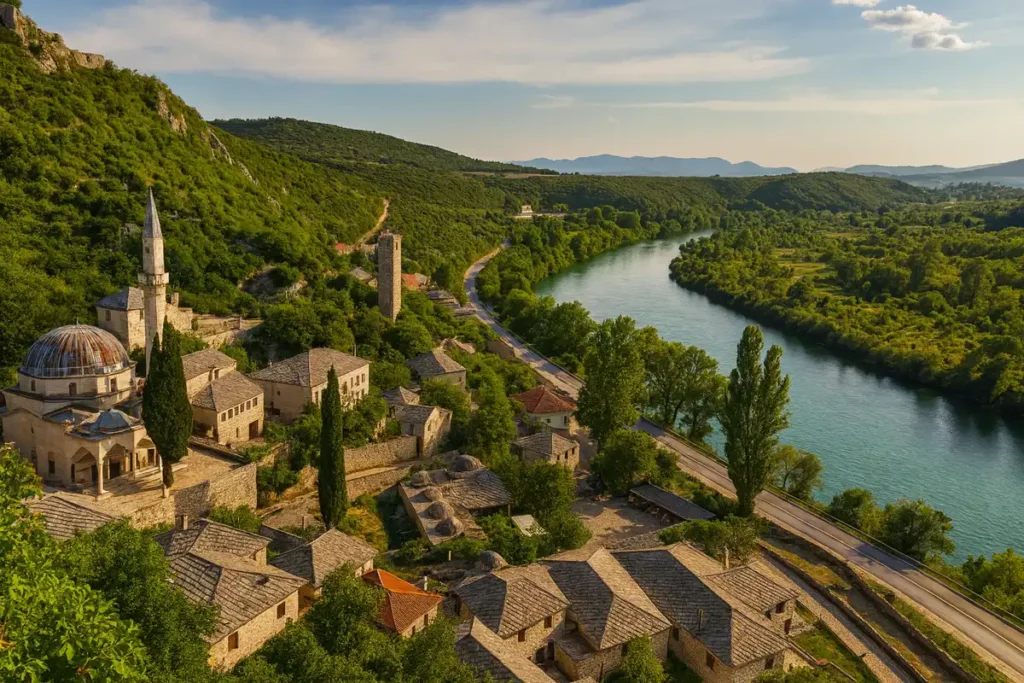 U Počitelju se mogu vidjeti impresivni ostaci utvrde na brdu, koja dominira naseljem, kao i čitav niz objekata osmanske arhitekture: najveća znamenitost je Šišman Ibrahim-pašina (Hadži Alijina) džamija iz 1563. godine, klasično zdanje s jednom kupolom i vitkim minaretom.