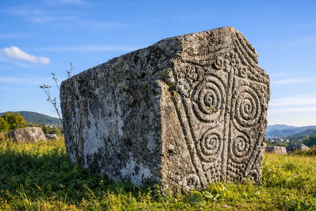 Stećak u Kalesiji, srednjovjekovni kameni nadgrobnik u prirodi