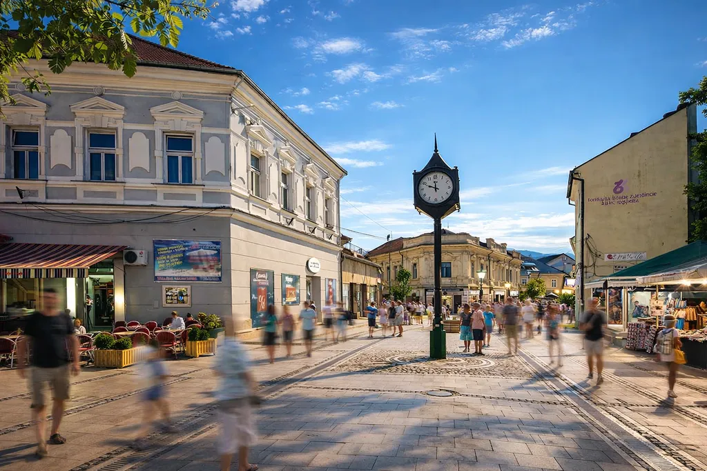 Centar Tuzle, gradske ulice i šetnja kroz grad