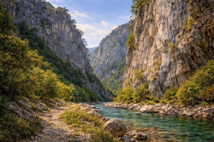 Kanjon Sućeske u okolini Priboja, litice i usjek