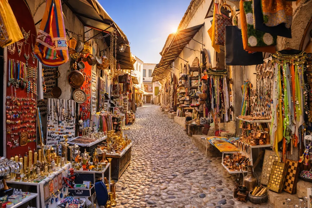 Kujundžiluk u Mostaru, kamena ulica i radnje u starom dijelu grada