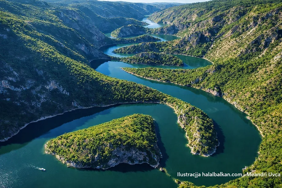 Meandri Uvca – panorama kanjona i rijeke, ljetno jutro